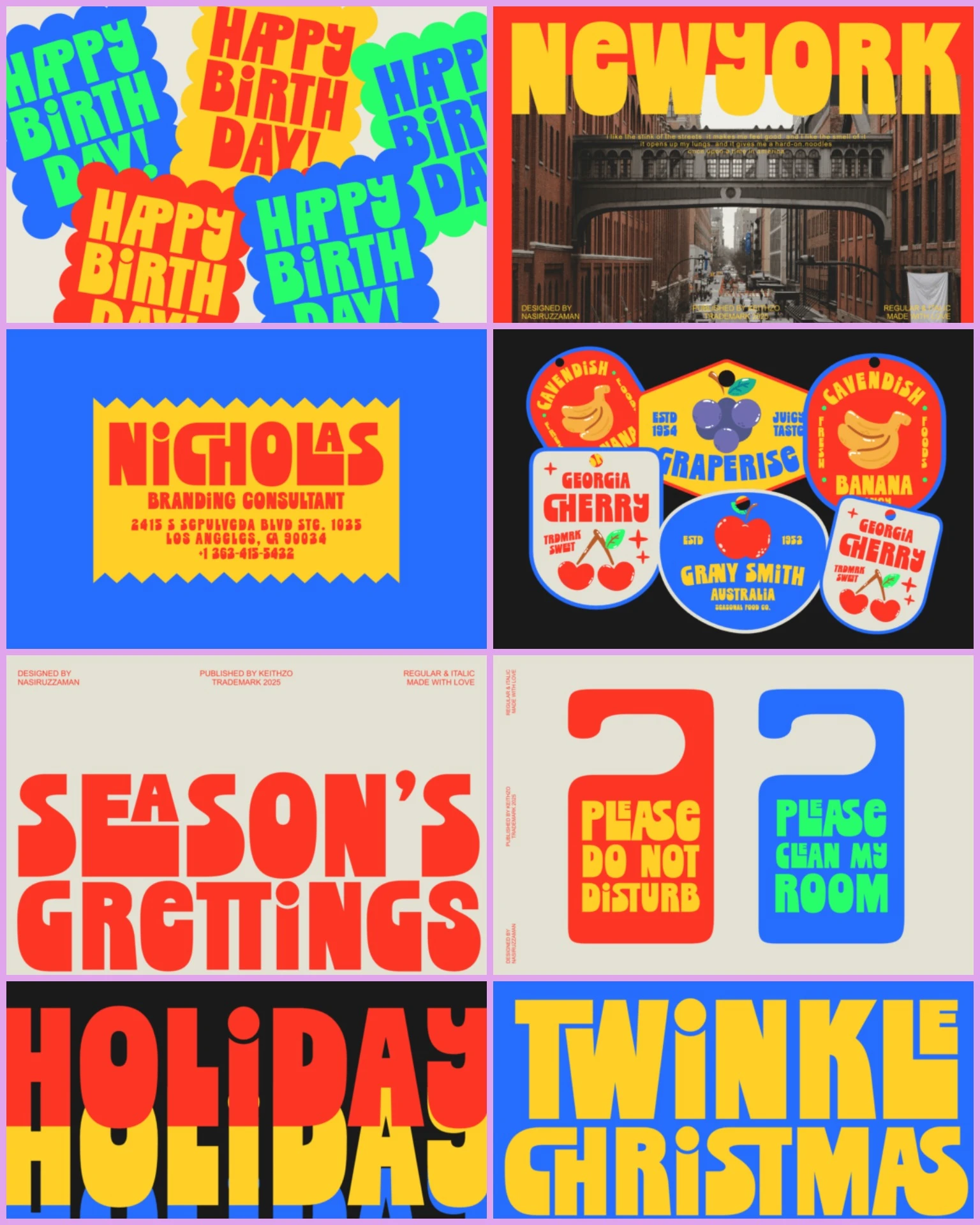 Merry Display Font is a bold retro typeface with chunky playful letters, perfect for Christmas designs, branding, posters, packaging, and festive creative projects.