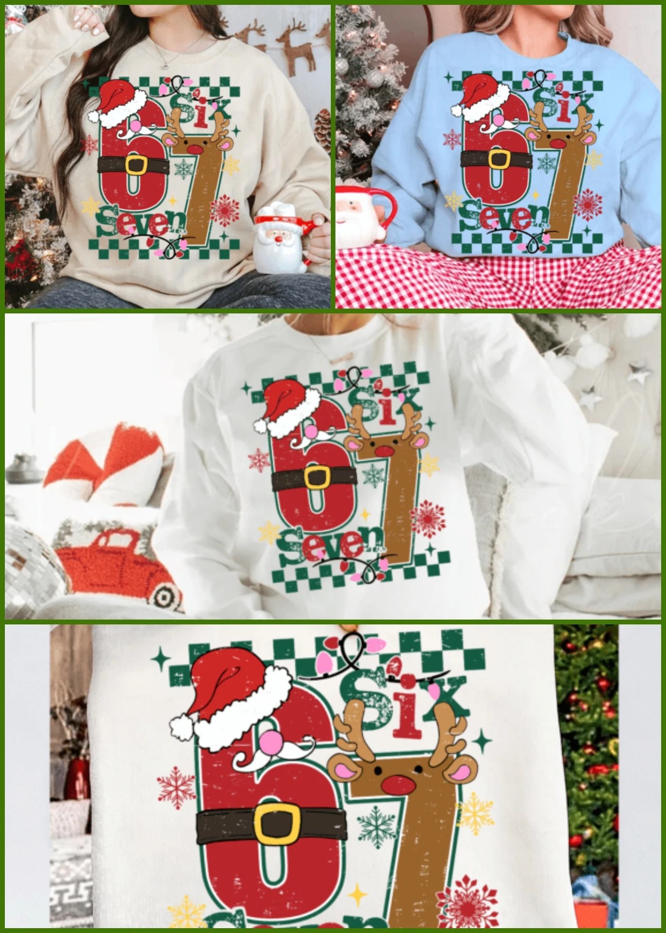 Funny Six Seven Meme Christmas PNG for humorous holiday shirts, crafts, and POD. High-quality 300 DPI, instant download, commercial use.