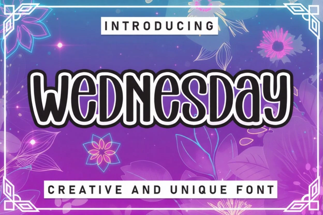 Wednesday Font is a fun handwritten and decorative script font — perfect for cards, weddings, crafts, and cheerful holiday designs.