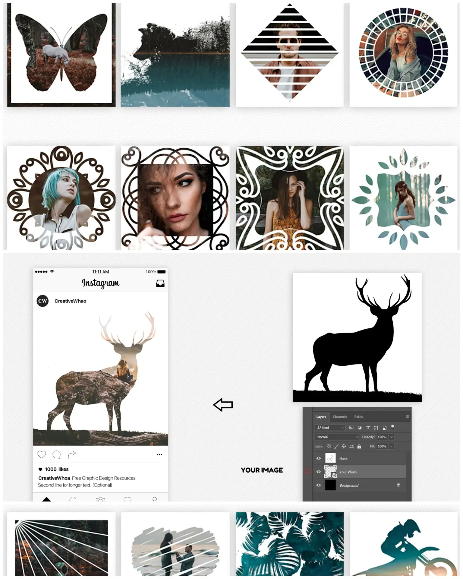 100 Instagram Mask Templates (PSD)