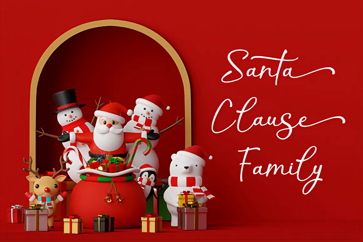 Christmas Shine elegant handwritten script font displayed on a dark textured background with pine branches, stars, and soft holiday accents.